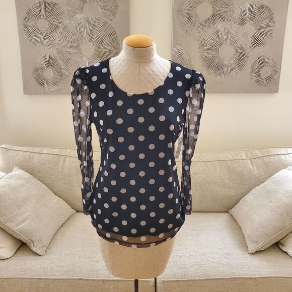 INC Polka-Dot Sheer-Sleeve Top - Picture 2 of 12
